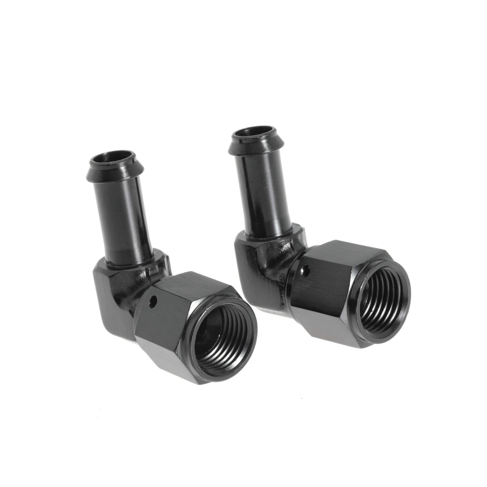 Female An6 To 3/8 Hose Fuel Fittings 90 Degree Swivel Oil Line Pipe Adapter Black 2Pcs