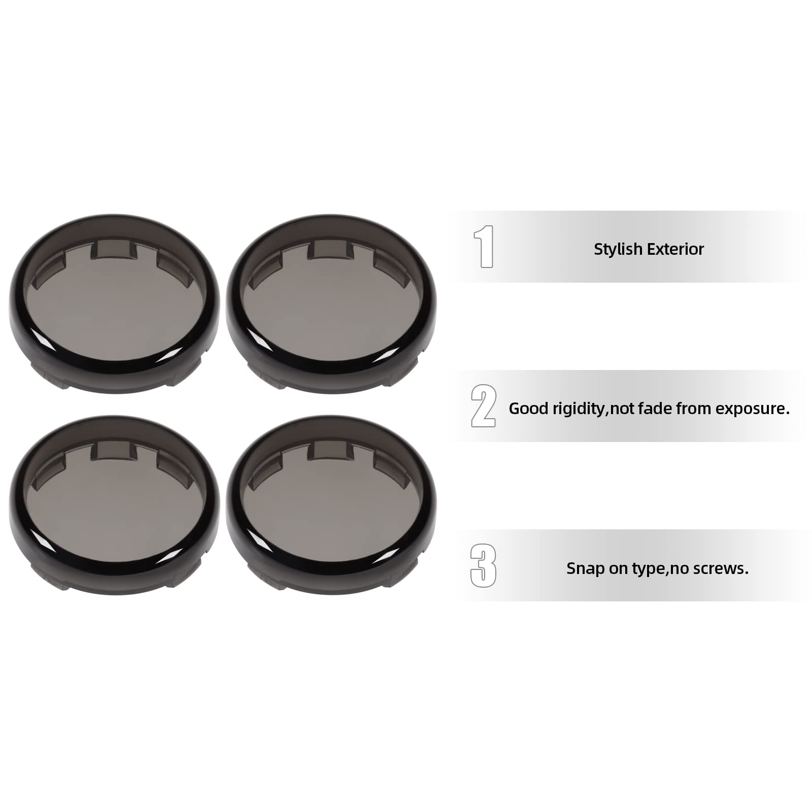 Amazicha Smoke Bullet Turn Signal Light Lens Cover - Anti-Scratch, 4pcs Compatible with Harley Davidson 2000-2024
