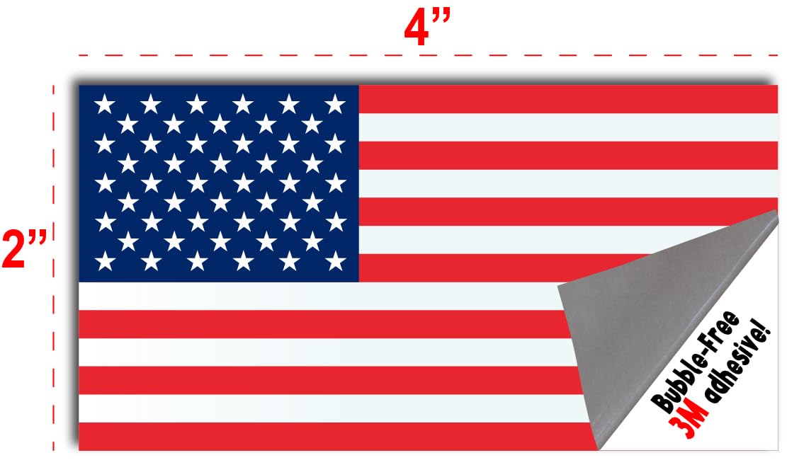 10 Pack American Flag Stickers - Made of 3M Vinyl - USA Patriotic Stickers - Bubble-Free Adhesive - Dishwasher Safe