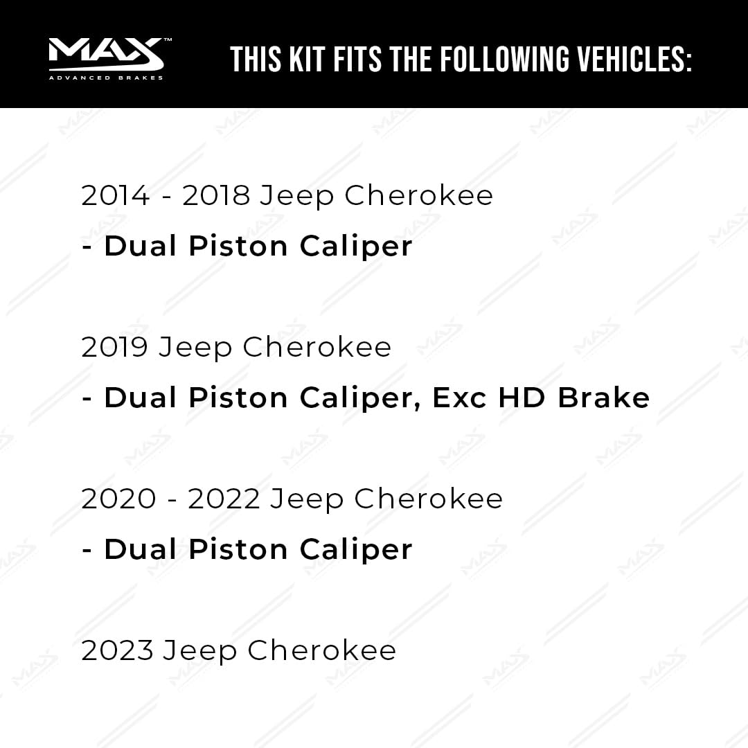 Max Advanced Brakes Front Brake Kit Compatible With 2014 2015 2016 2017-2023 Jeep Cherokee Dual Piston Front Caliper Replacement