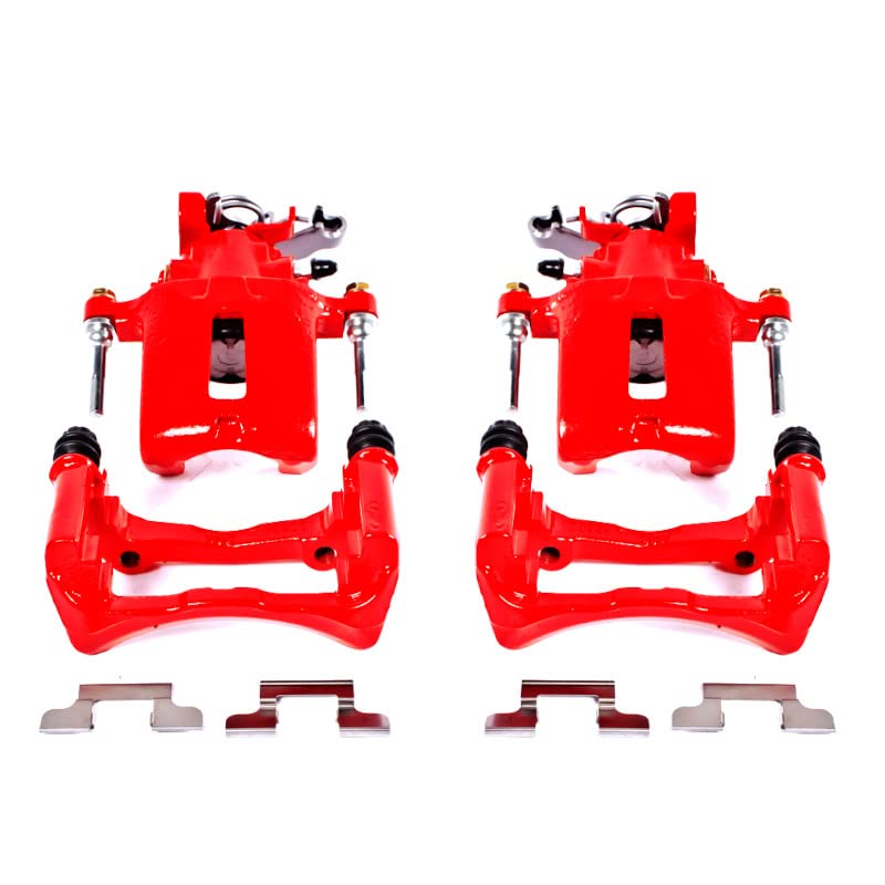 POWERSTOP Rear S4926 Pair of High-Temp Red Powder Coated Calipers for Ford Mustang 2005-2014 [Model Specific]