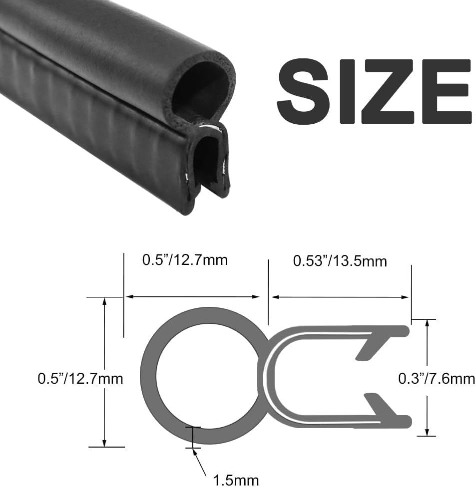 Storystore Automotive Door Weather Stripping 39Ft Car Door Rubber Edge Trim Seal Strip Gasket With Top Car Door Seal Strip For B