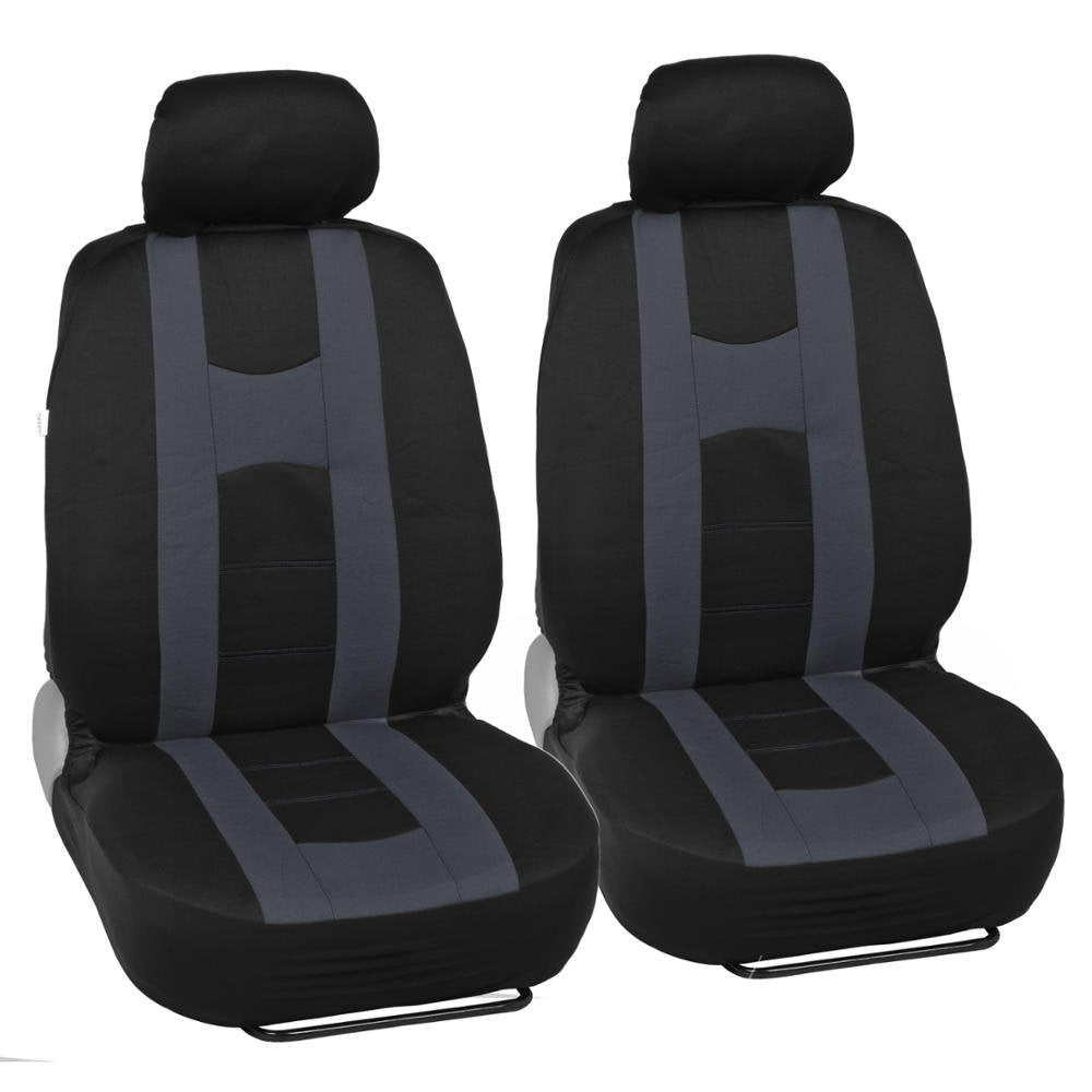 Carxs Forza Series Charcoal Gray Seat Covers Full Set Combo With Car Floor Mats - Front And Rear Bench Cover & Floor Mat Protect