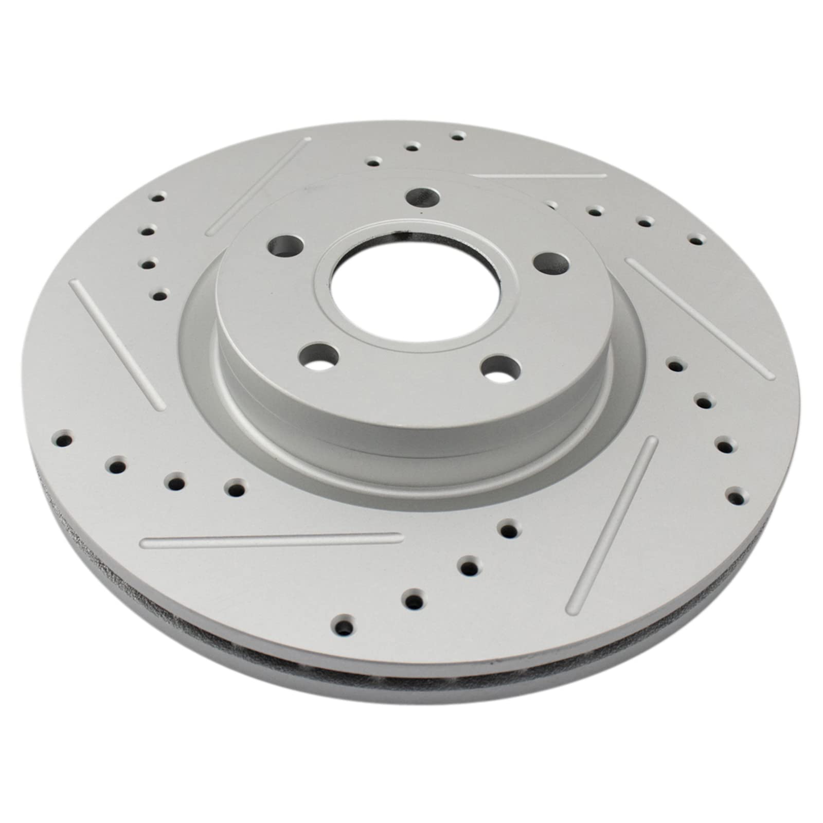 Trq Front Performance Brake Rotors Set Premium G-Coated Cross Drilled & Slotted Compatible With 2013-2017 Ford C-Max 2013-2019 E