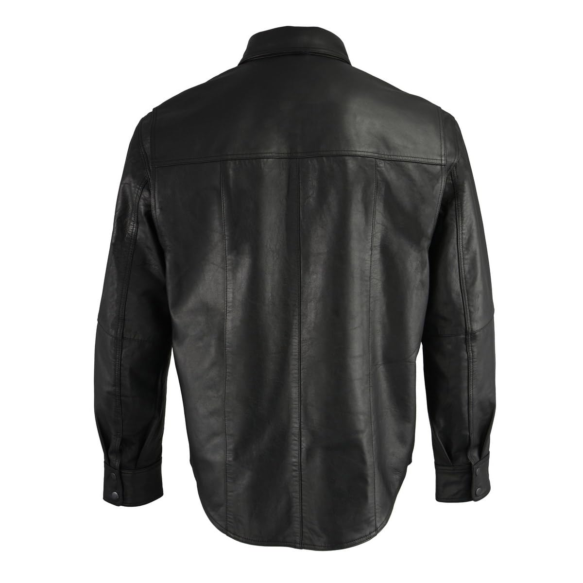 Milwaukee Leather LKM1601 Men's Black Lightweight Snap Front Casual Biker Leather Shirt - 2X-Large