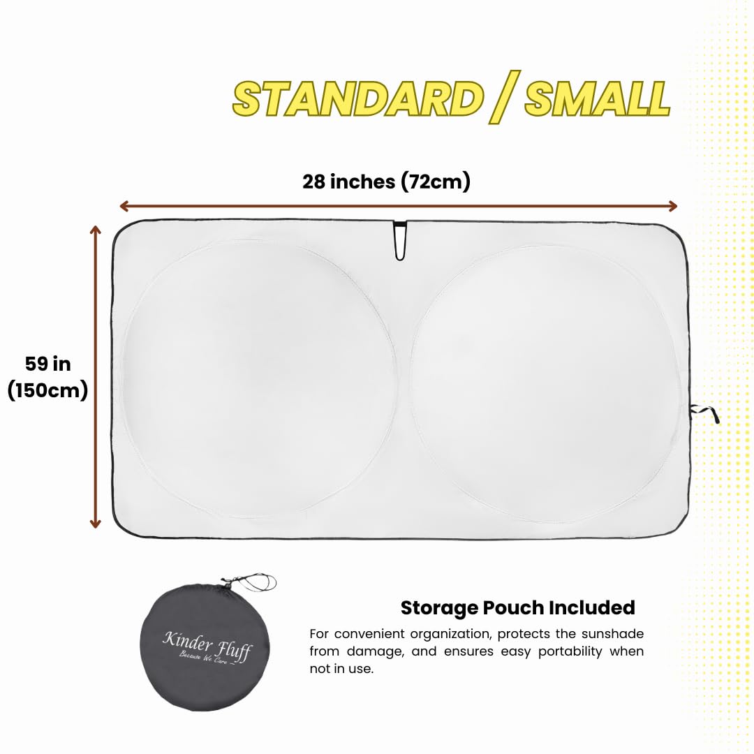 Kinder Fluff Patented Windshield Sunshade | Reflective & Foldable Windshield Sun Cover & 99% Uv Rays Block | Car Window & Car In