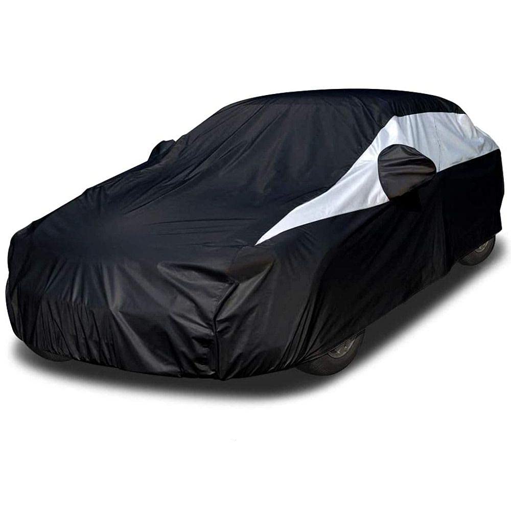 Titan Jet Black Poly 210T Car Cover For Large Sedans 203-212''. Waterproof, Uv Protection, Scratch Resistant, Driver-Side Zipper