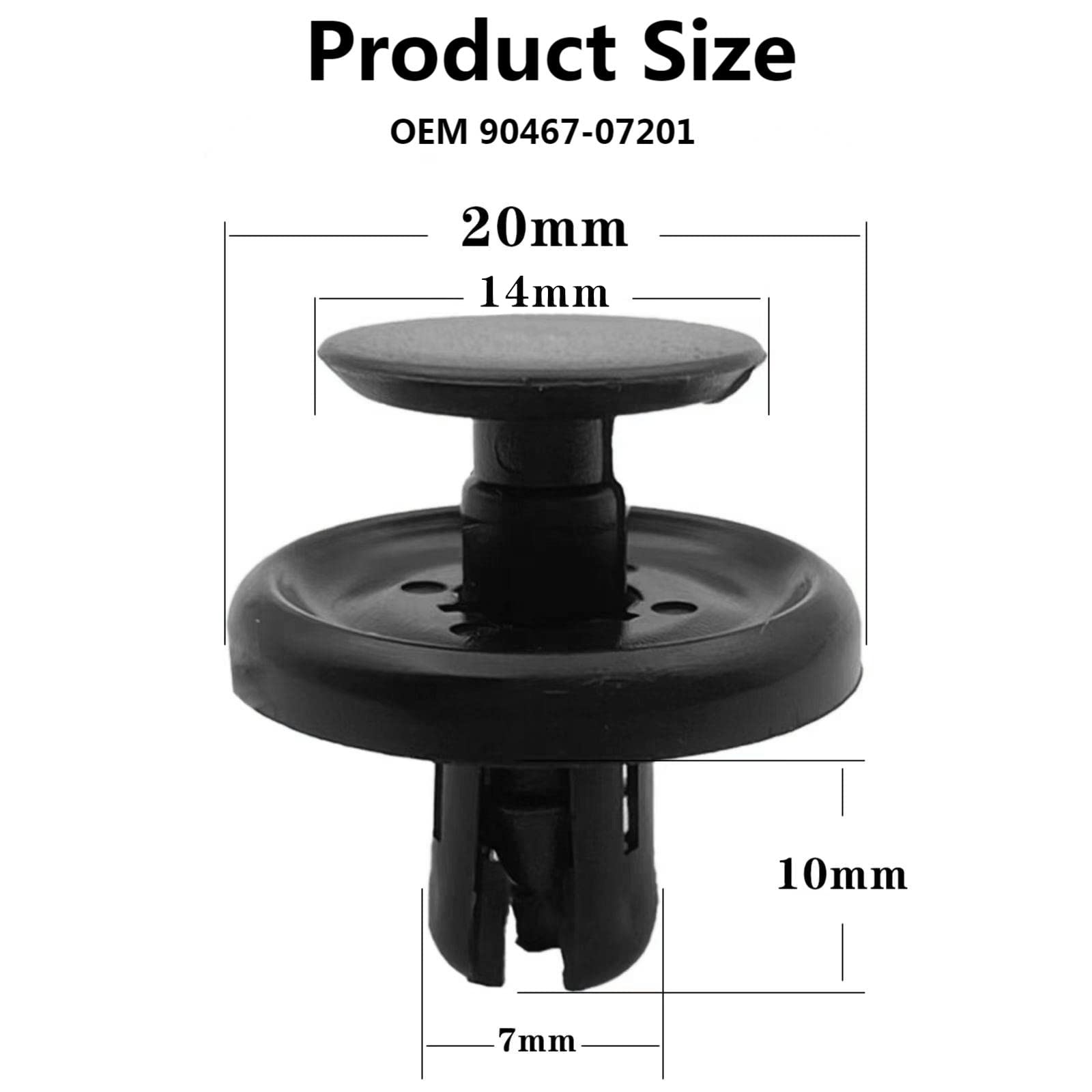 TOPCNOEM 100Pcs Black Nylon Push-Type Retainer Clips for Toyota Lexus - Engine Splash Shield, Fender Liner, Trunk Lid with Fastener Remover