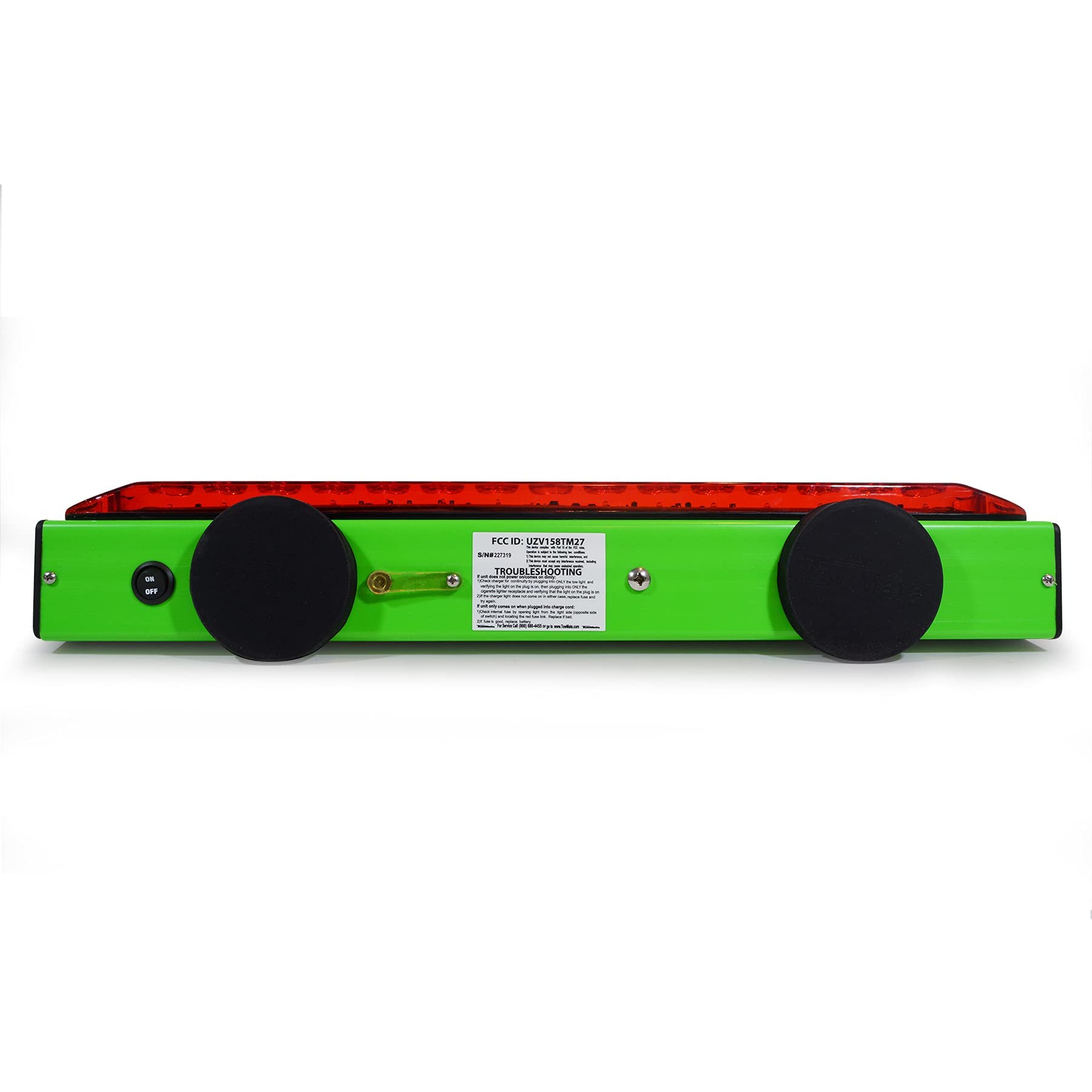 TowMate 22" Wireless LED Tow Light Bar - Lime Green, Battery-Powered, Magnetic Mount, Heavy-Duty Towing Safety Light