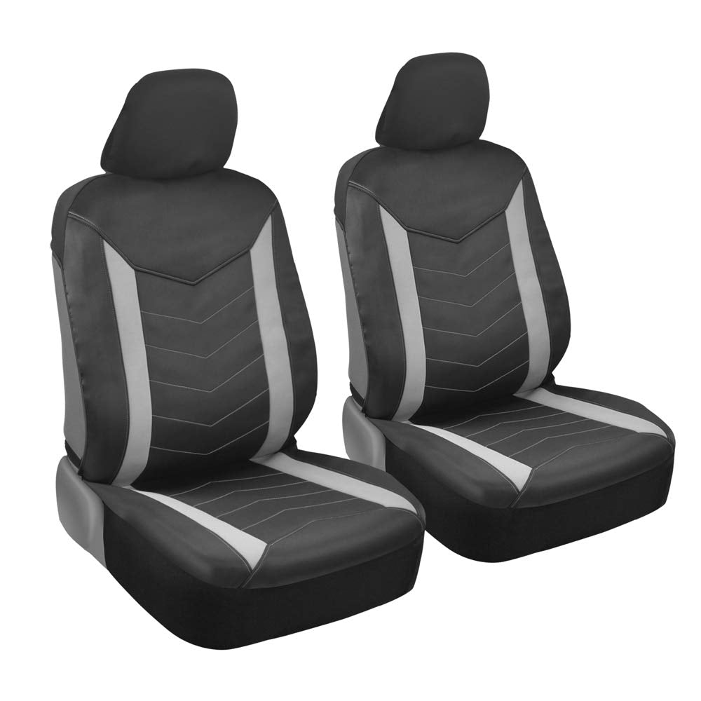 Motor Trend Neoprene Car Seat Covers Full Set - Waterproof Gray Stripes for Auto, Truck, Van, SUV - Model M284