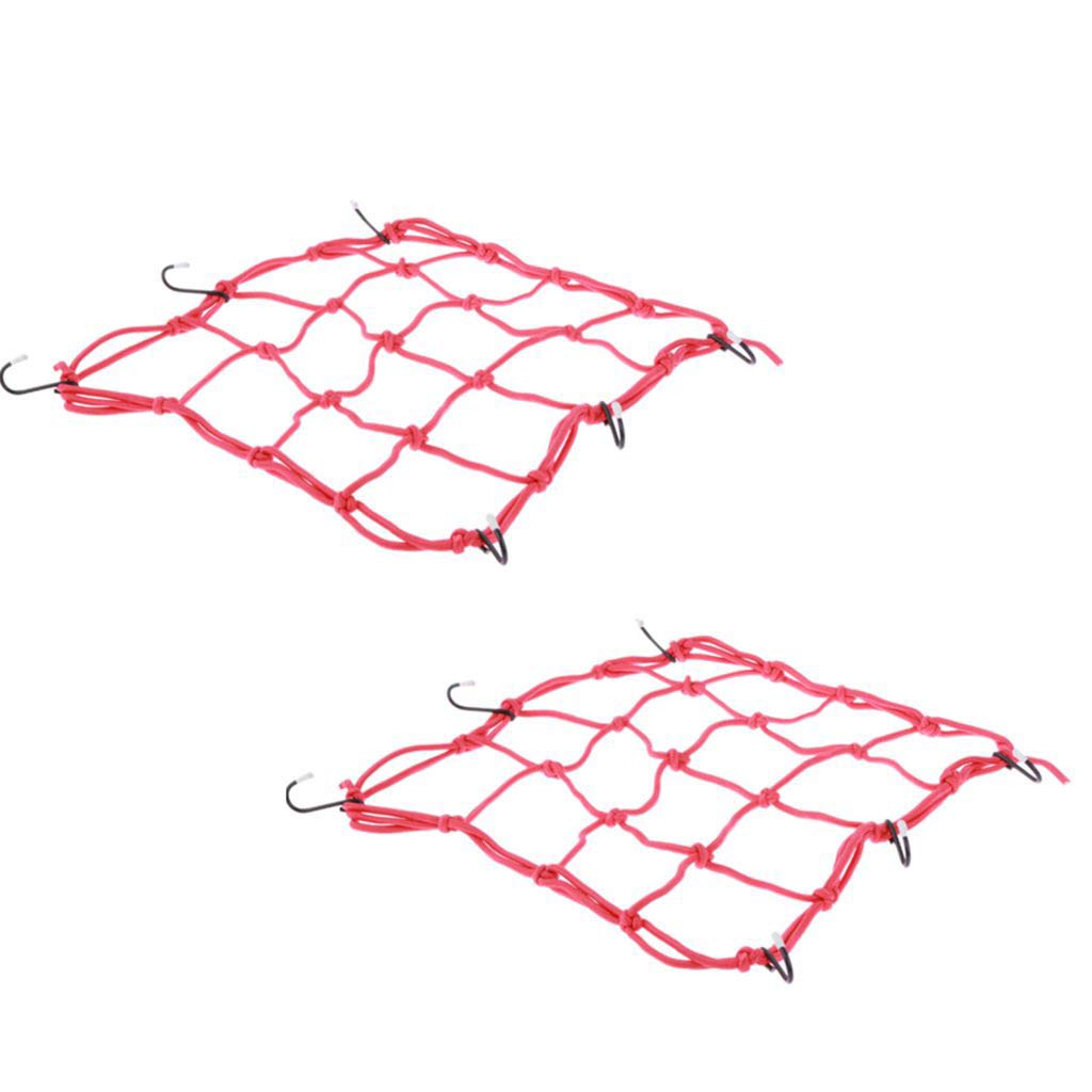 2 Pcs Cargo Net,11.8 Inch X11.8 Inch Elastic Rack Storage Net With 6 Adjustable Hooks For Bike Bicycle Motorcycle (Red)
