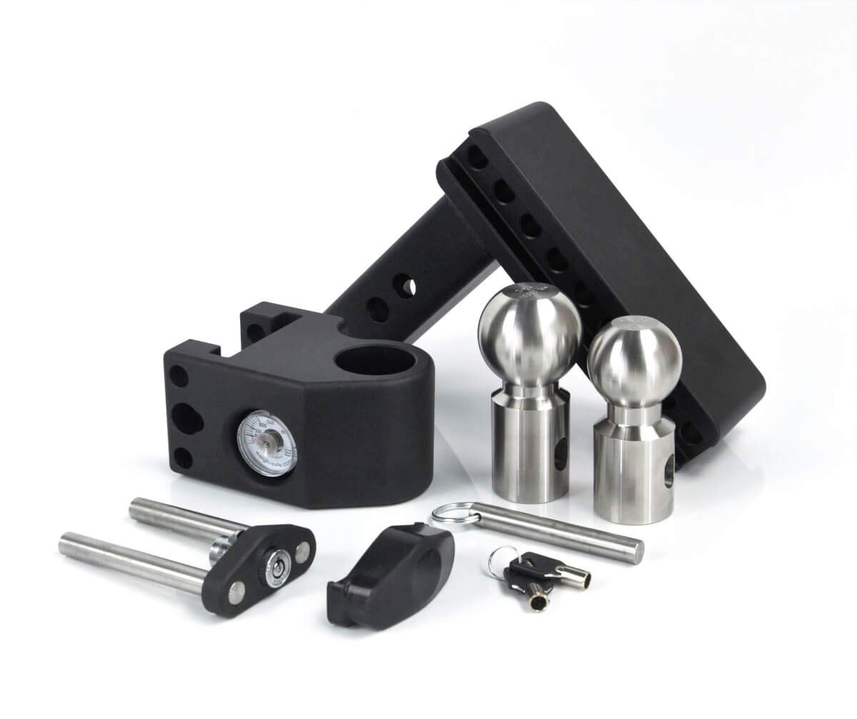 Weigh Safe Adjustable Trailer Hitch Ball Mount - 6'' Drop Hitch For 2'' Receiver W/ 2 Pc Keyed Alike Lock Set, Premium Steel Tra