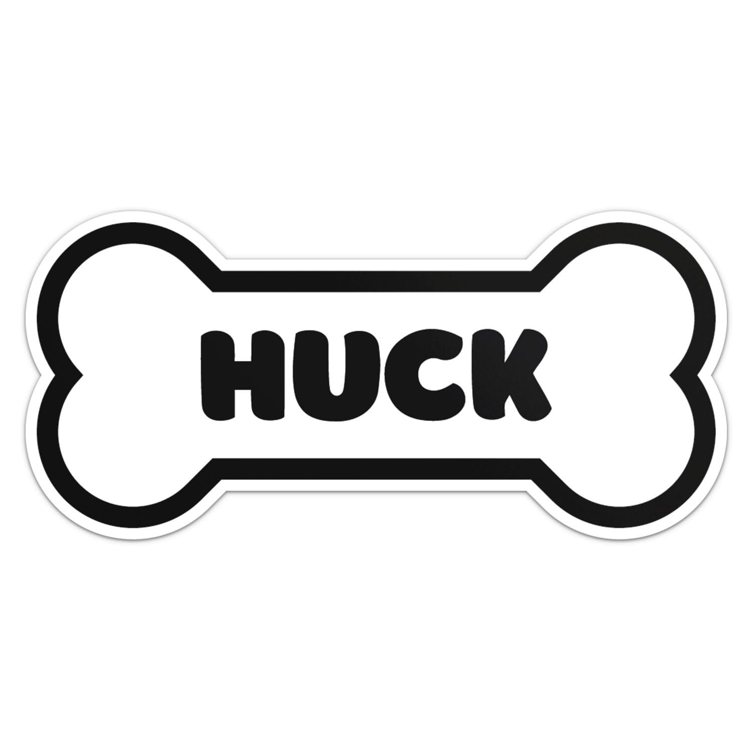Huck Dog Name Sticker - Waterproof Vinyl Decal For Car Bumper, Laptop, Water Bottle, Wall, And Window, Size - 3'' Longer Side