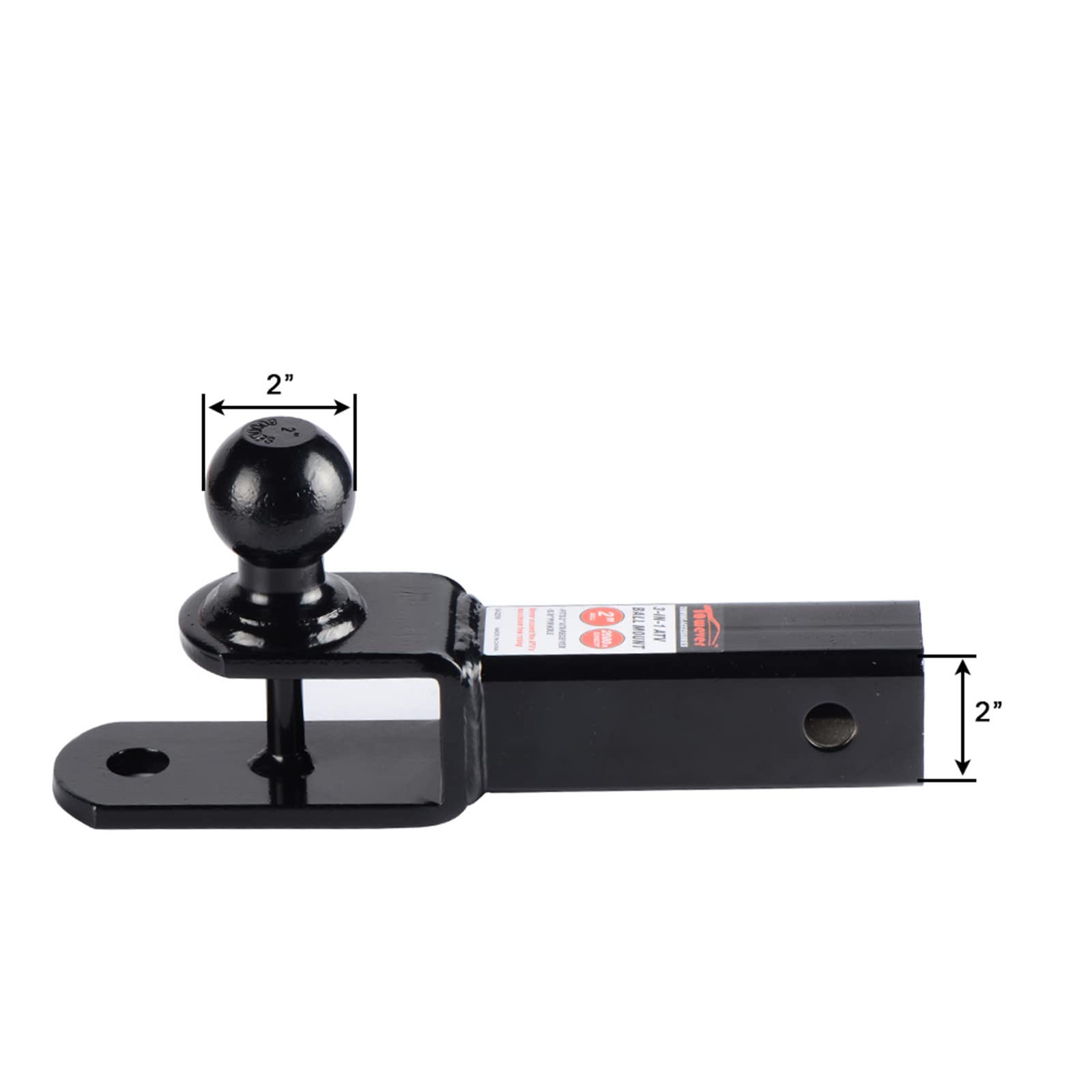 Towever 84209 2 Inches Atv Receiver Hitch 3 In 1 Ball Mount With 2 Inches Ball