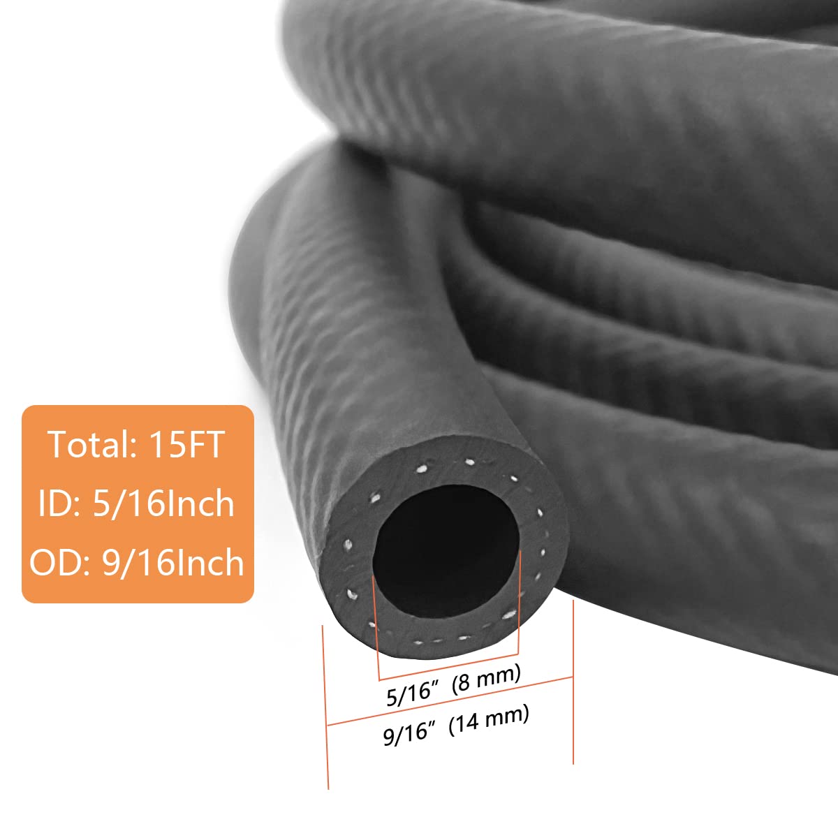 Fuel Line 5/16 Inch ID NBR Fuel Line Hose Push on Hose for Small Engine 15 Feet