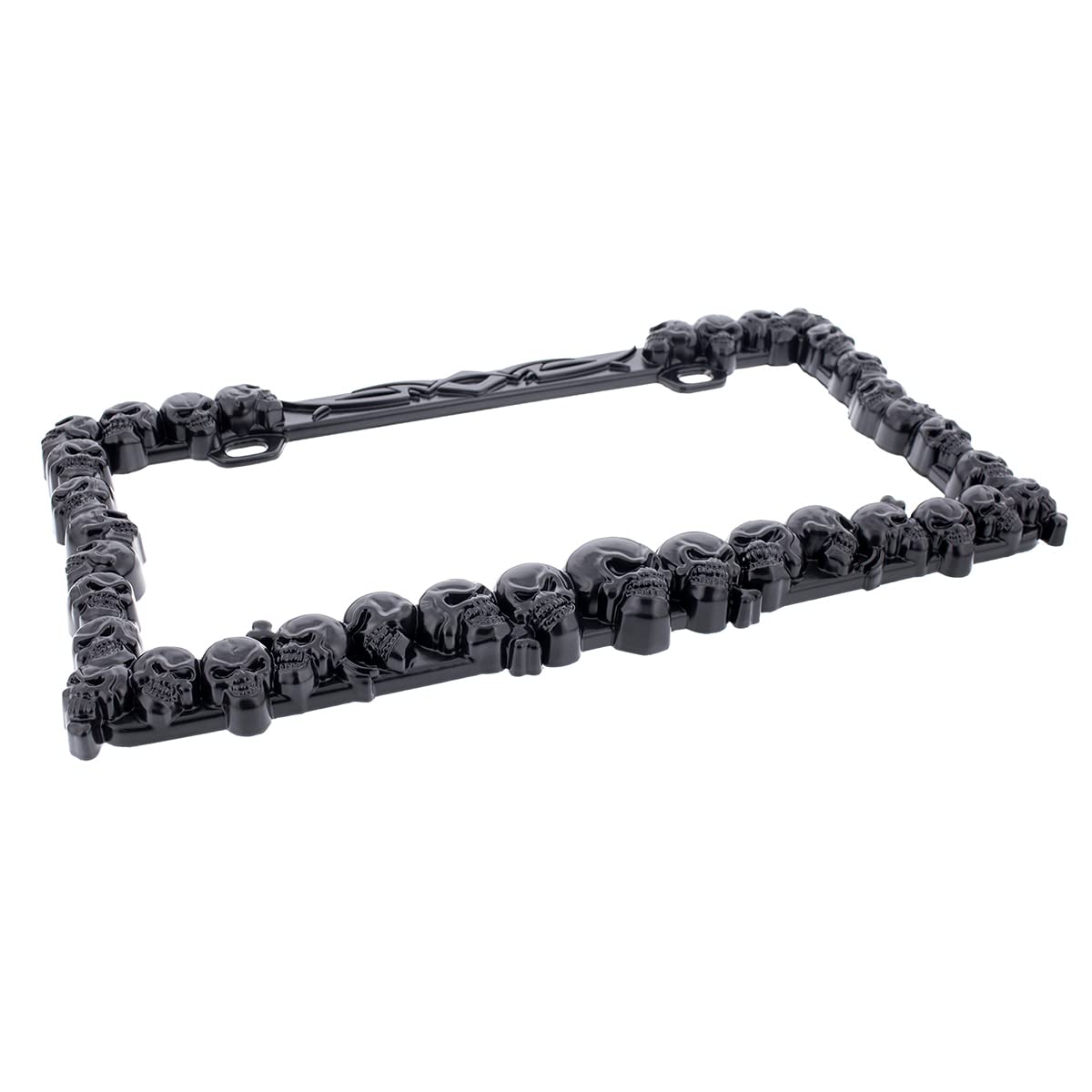 United Pacific Universal Die-Cast Metal, Black Skull License Plate Frame Holder For Cars, Trucks, Rvs, Semi, Tough & Durable Car