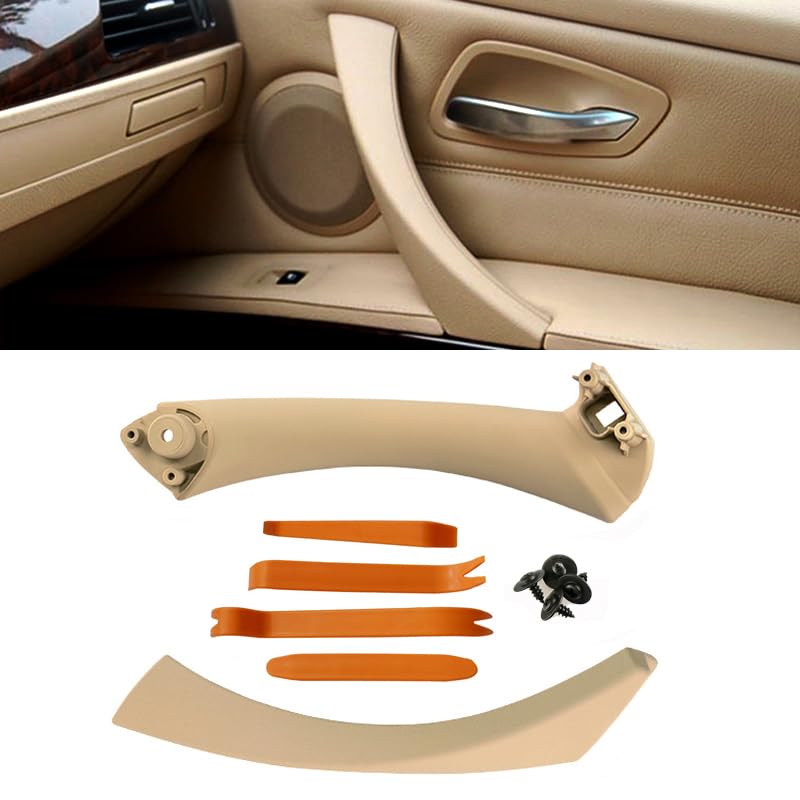 Beige Right Front Side Inner Door Panel Handle And Door Pull Outer Trim Cover Pull Strap Replacement For Bmw E90 E91 3 Series 32