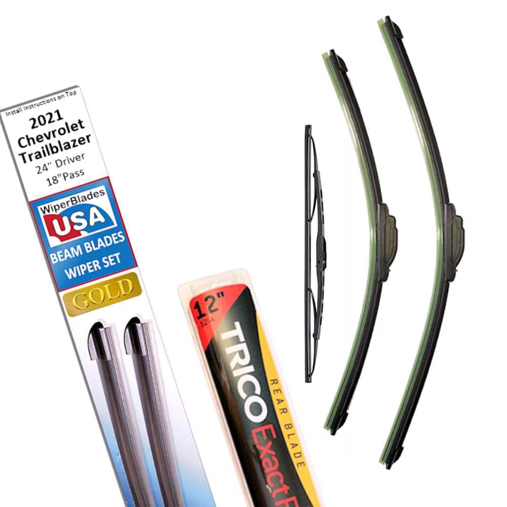 Beam Blade Wipers Replacement Set For 2021 Chevrolet Trailblazer W/Rear - Wiperbladesusa Gold Beam Wiper Blades Wipers Set