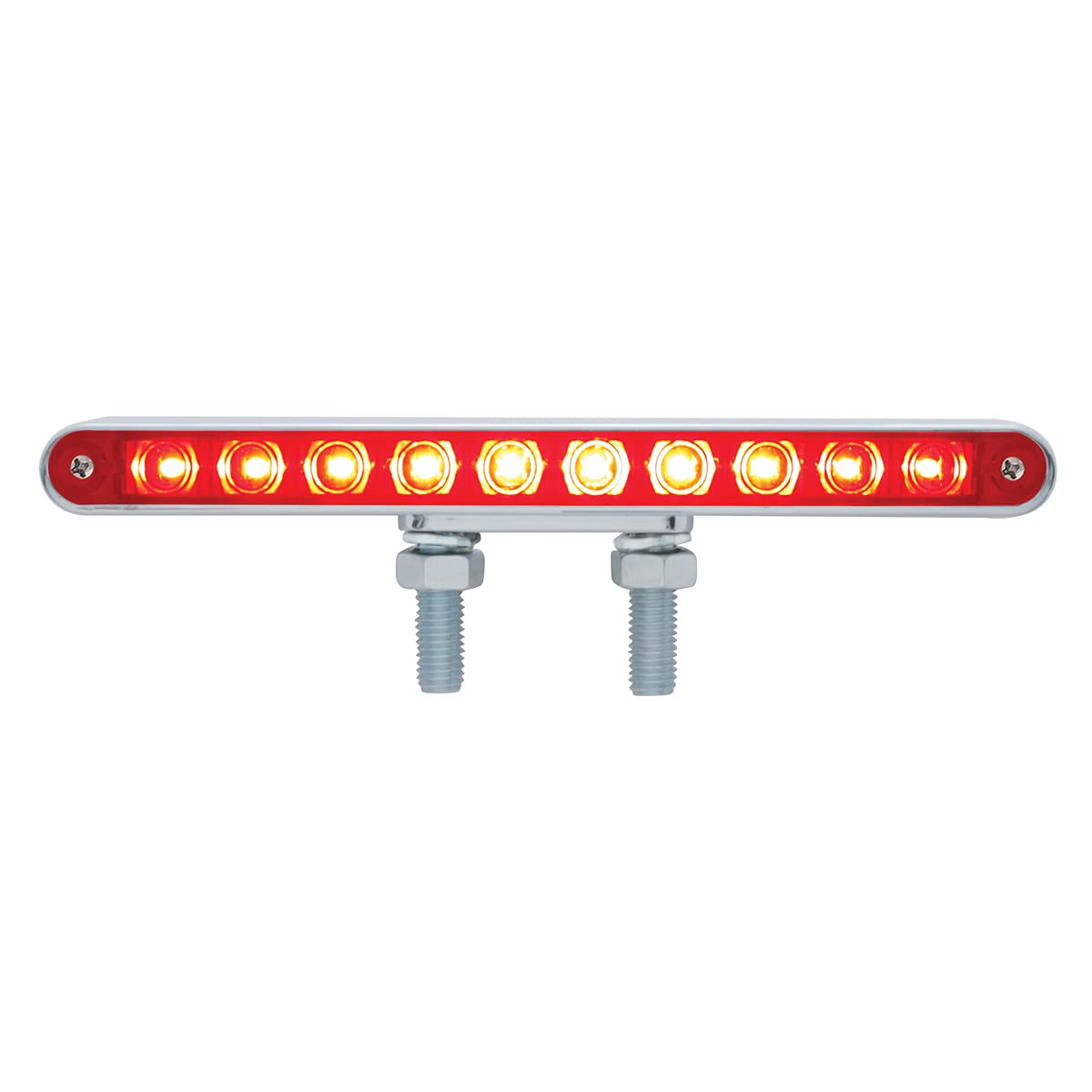 United Pacific 39201 10 Led 9'' Double Face Light Bar (Amber & Red Led/Amber & Red Lens)