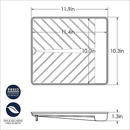 Nordic Ware Microwave Bacon Tray & Food Defroster, White, 11.9" x 10.3" x 1.3", Model 60150