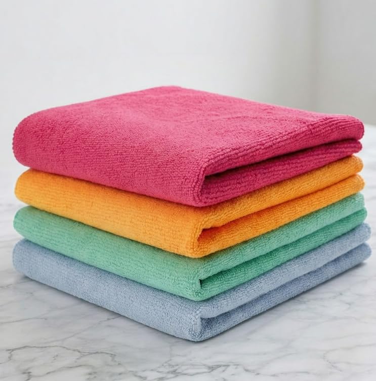 SIMPARTE 300 GSM  Pack of 4  Soft Microfiber Cleaning Cloth, Lint & Scratch Free Multipurpose Cloth for Car, Home Appliances, 