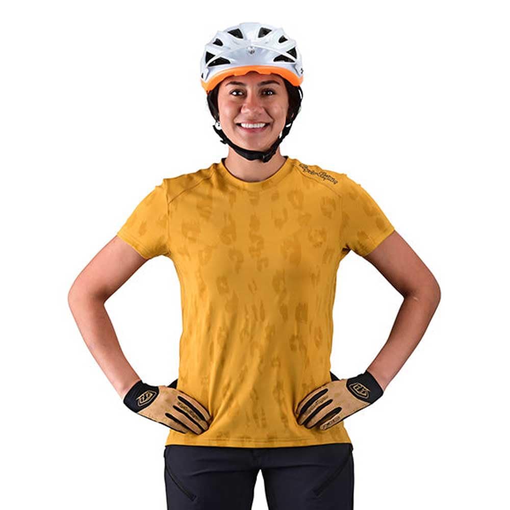 Troy Lee Designs Cycling MTB Bicycle Mountain Bike Jersey Shirt for Women, Lilium SS Jacquard (Honey, X-Small)