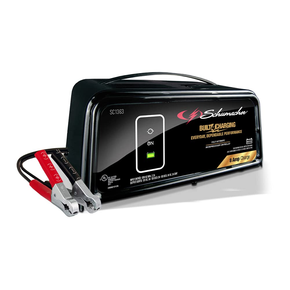 Schumacher SC1363 8 Amp/2 Amp Fully Automatic Battery Charger & Maintainer for 6V/12V Cars, Trucks, SUVs, RVs