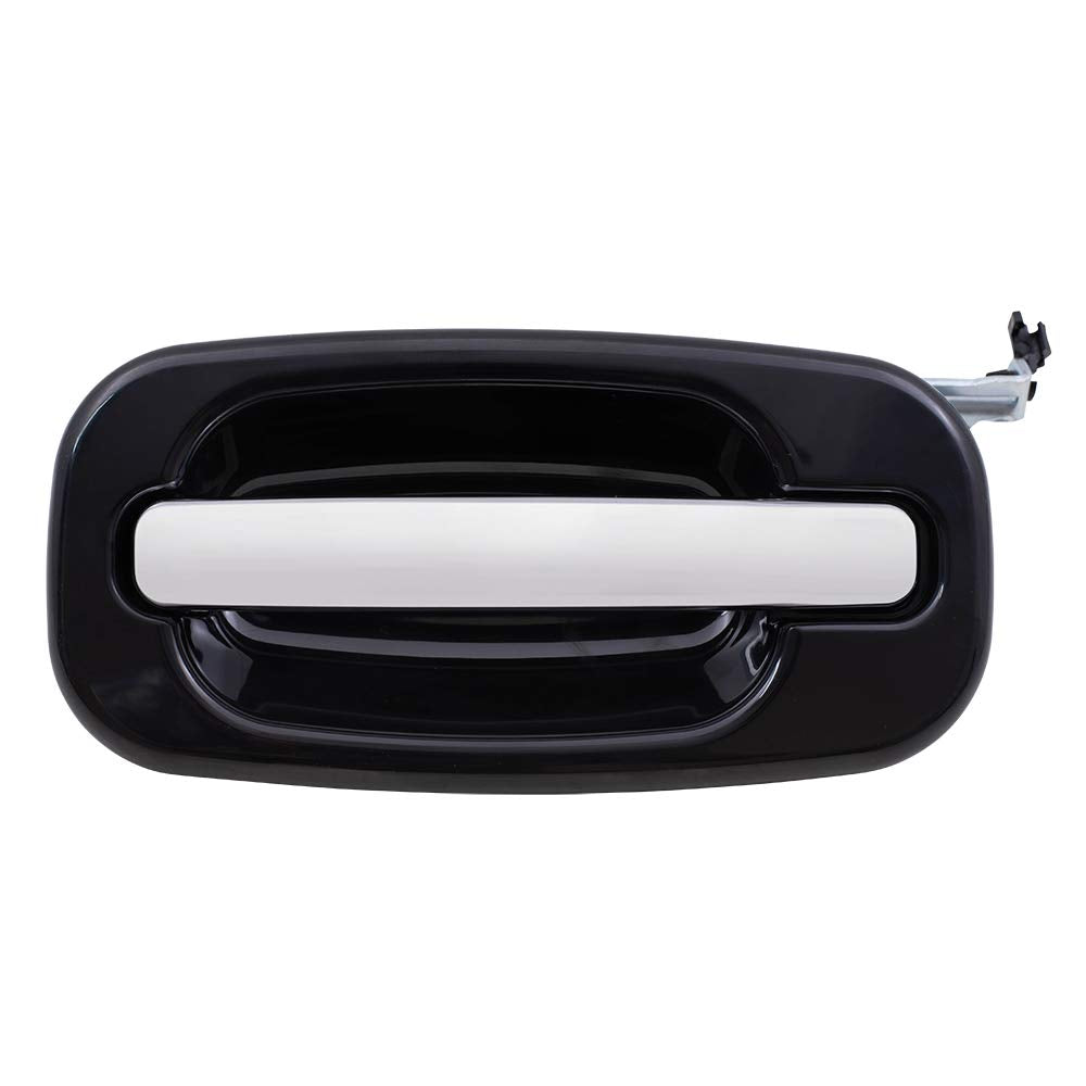 Autoandart Brock Replacement Set Rear Outside Door Handles Black Bezels W/Chrome Levers Compatible With 2001-2007 Silverado Sier