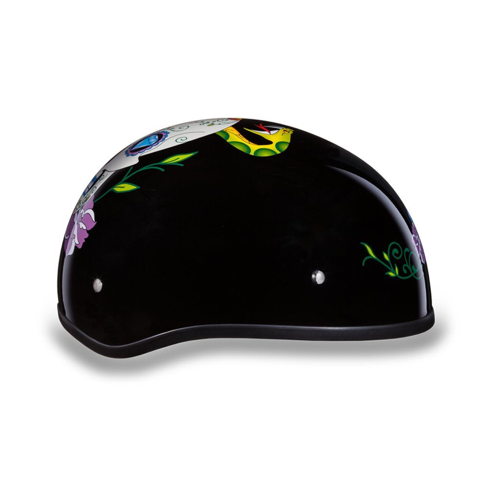 Daytona Helmets Motorcycle Half Helmet Skull Cap- Diamond Skull 100% Dot Approved