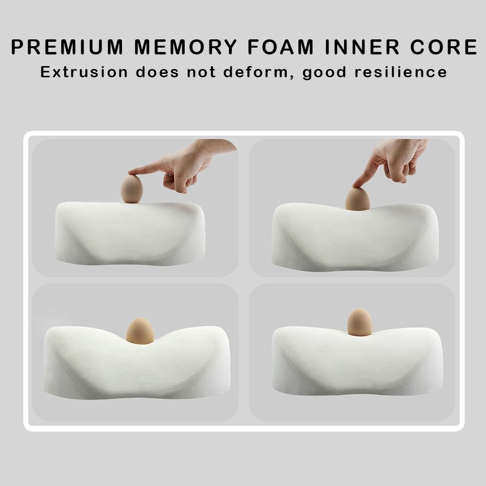 CoolKo Memory Foam Car Headrest Pillow - Ergonomic Neck Support for Tesla Model S/X/3/Y/Cybertruck - 1 Piece, B. White Ver. 2