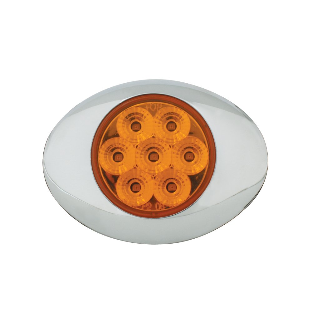 Gg Grand General 76190 Small Low Profile Spyder Amber/Amber Led Marker Light With Chrome Bezel
