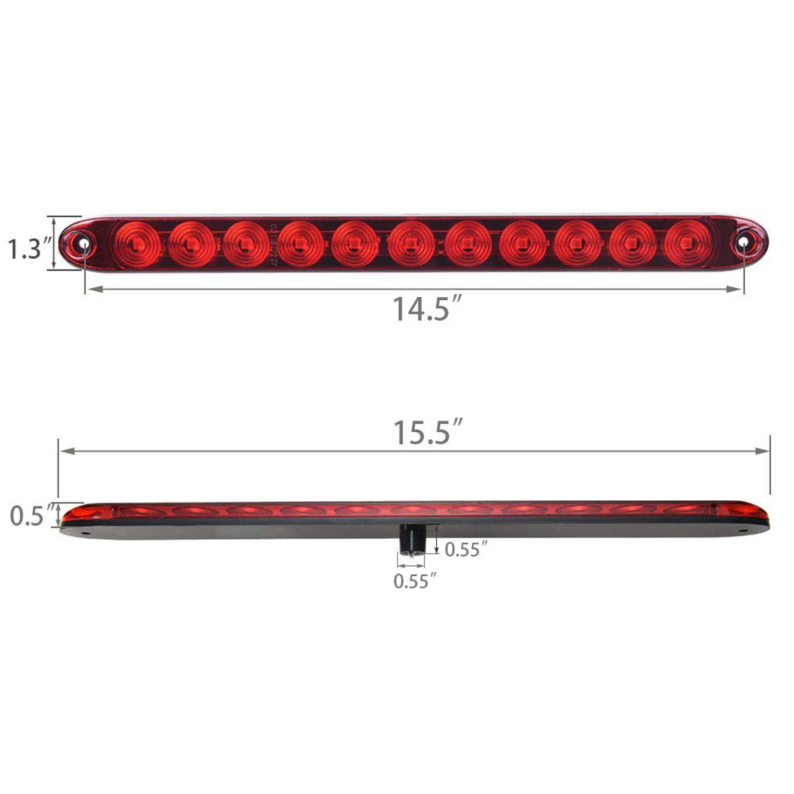 PerfecTech 11" LED Red Trailer Brake Tail Light, 2 Pack, Waterproof Stop Turn Signal for Marine, Golf Cart, Truck, RV, UTV, ATV