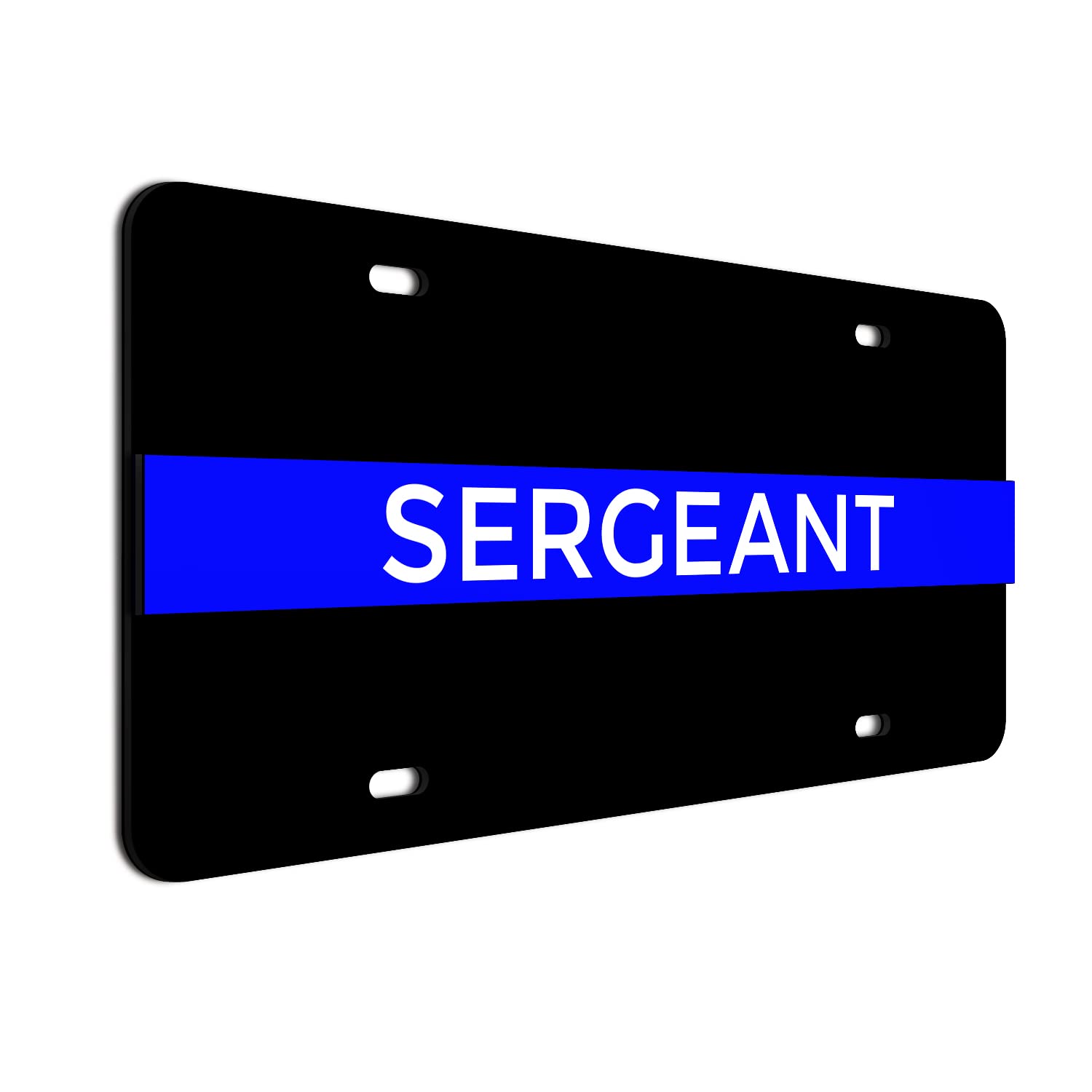 2-D Heavy Duty Reflective Thin Blue Line License Plate Sergeant Made In Usa