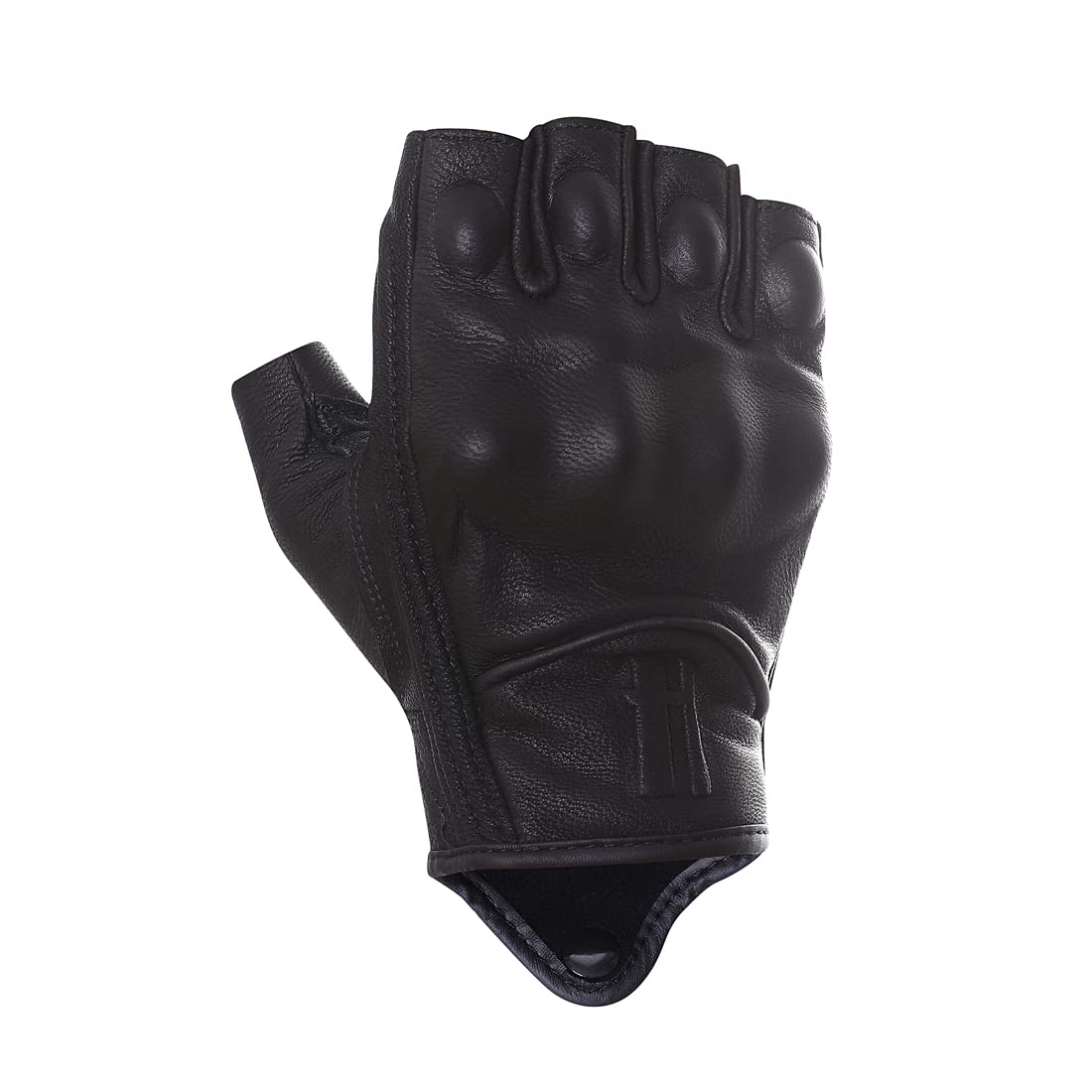 Harssidanzar Fingerless Motorcycle Gloves,For Mens Leather Riding Driving Gloves With Hand Knuckle Gm037,Black,Size, M