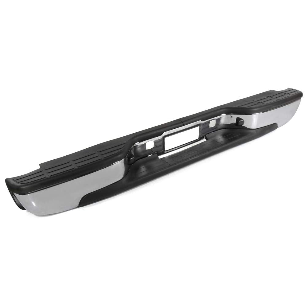 OCPTY Rear Bumper with License Plate Light for 1999-2006 Chevrolet Silverado 1500 & GMC Sierra 1500 - Chrome, Model 124294-5209