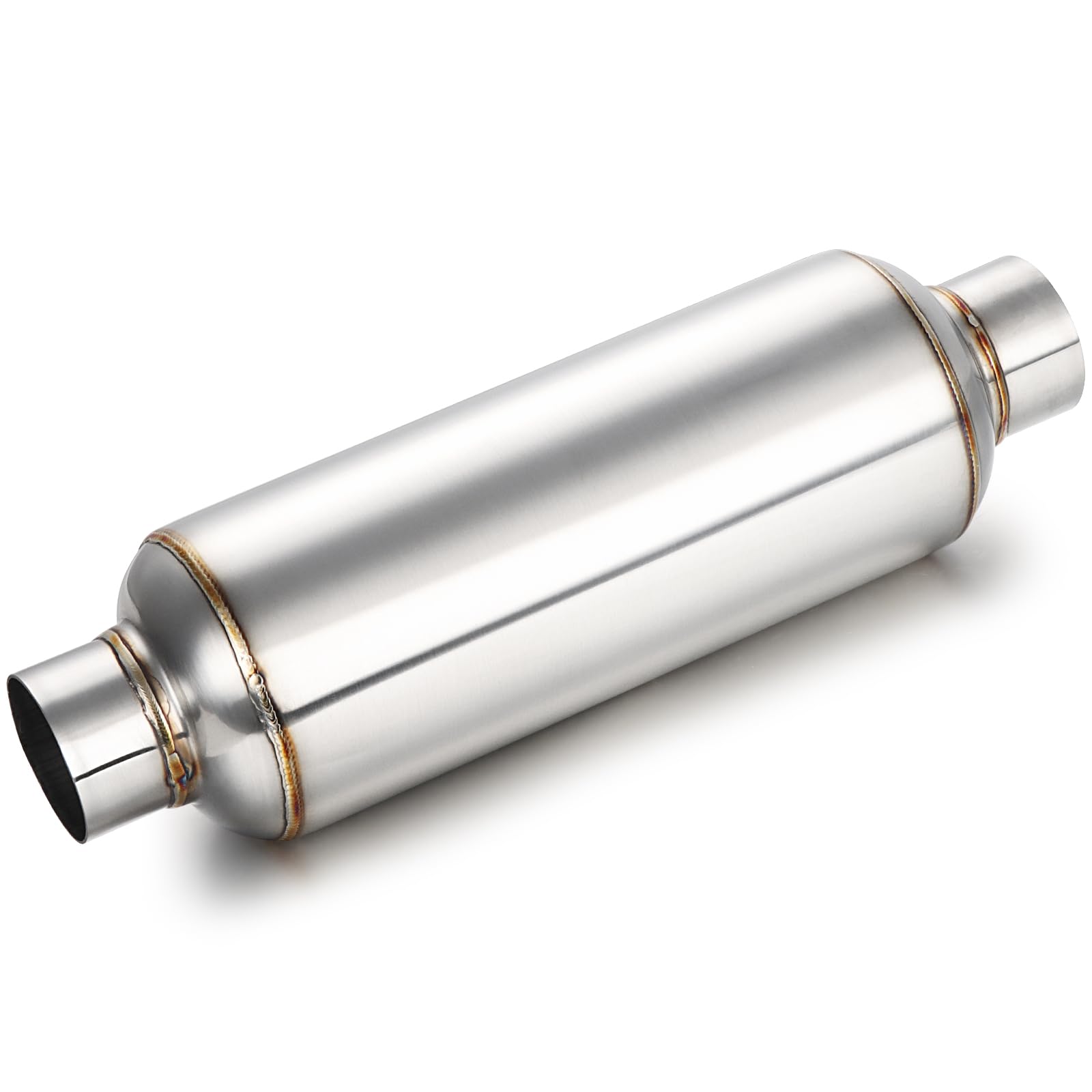 A-Karck 2.5'' Inlet Exhaust Resonator, 2.5'' Inlet 2.5'' Outlet 20'' Overall Length Muffler Resonator Stainless Steel