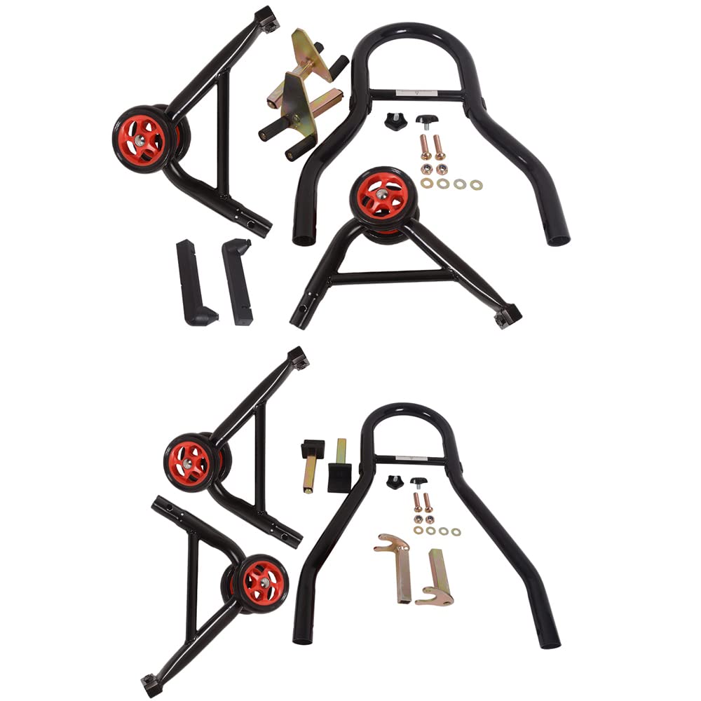 MOTO4U Motorcycle Front & Rear Stand, Universal Wheel Lift for Big Wheels, Model QCJFRBR01, Black