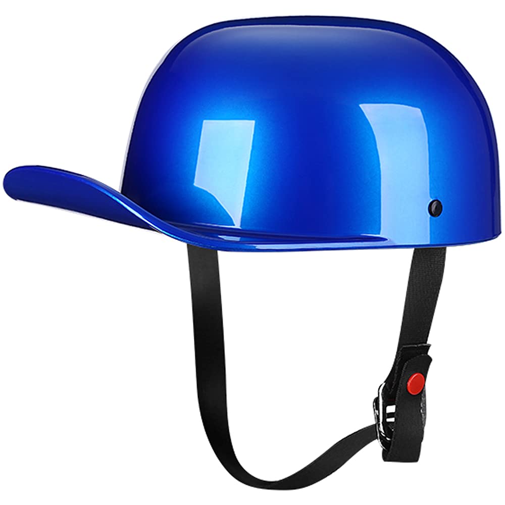 Yesmotor Baseball Style Cap Motorcycle Helmet Unisex-Adult - Dot Approved (Blue,M)
