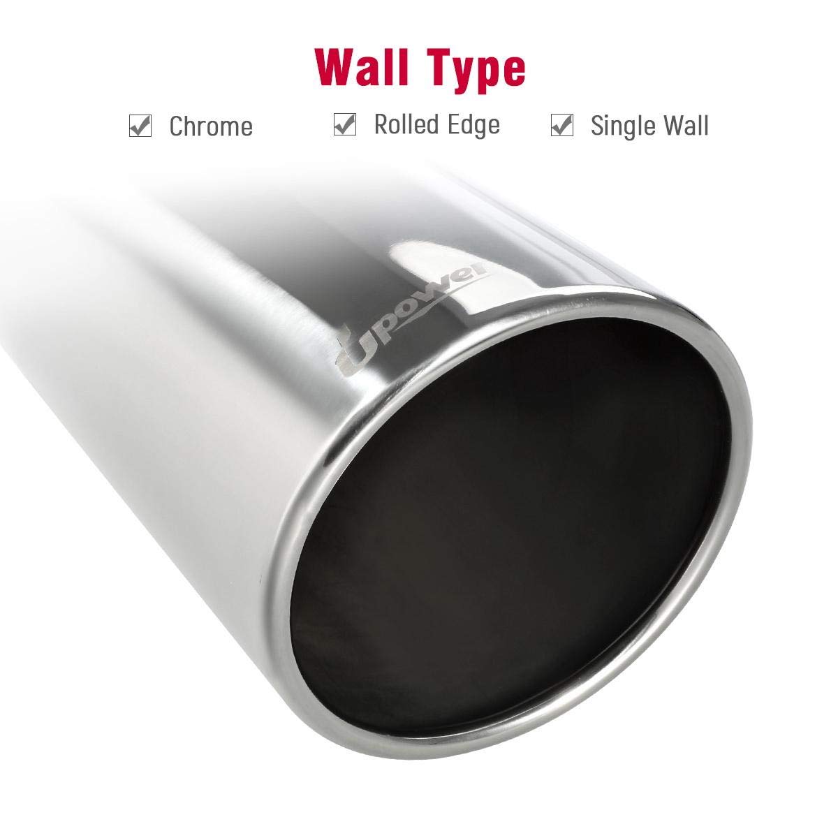 Upower Universal Diesel Trucks Car Exhaust Tip 4 Inch Inlet 6' Outlet 15' Long Stainless Steel Bolt-On