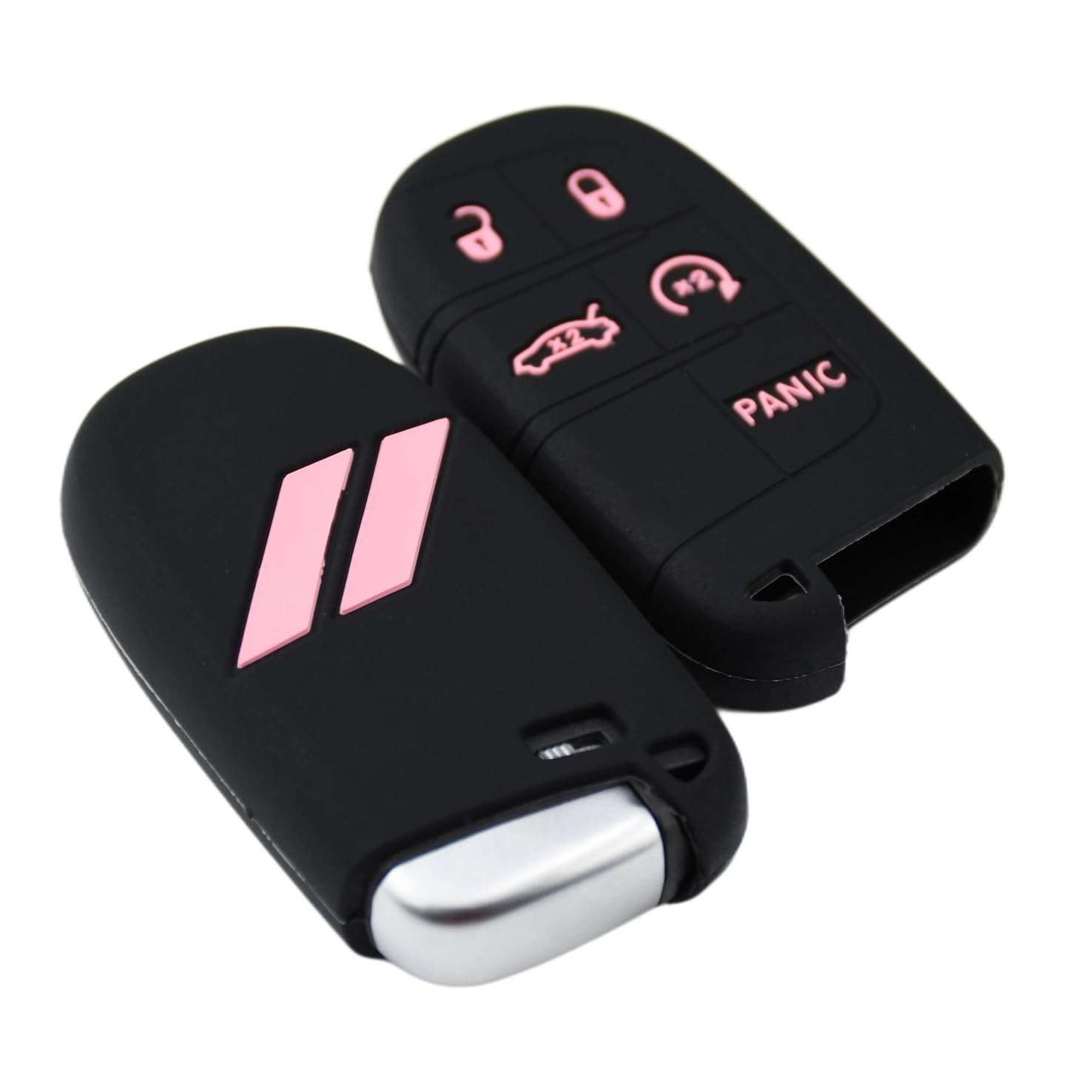 Pink // Slash Silicone Key Fob Cover Case for Dodge Charger Challenger SRT Hornet R/T Dart Durango Journey Replacement Remote Ke