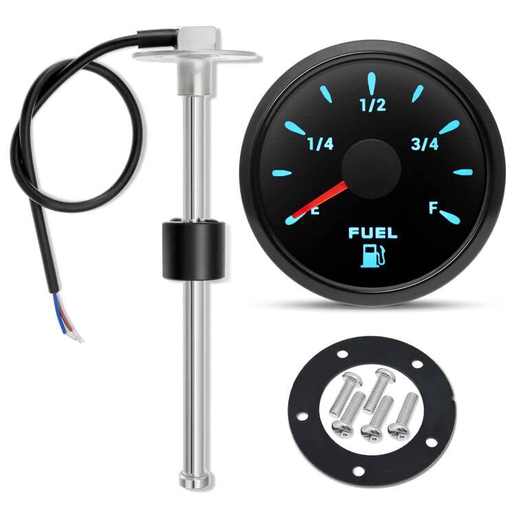 ARTILAURA Fuel Sending Unit and Gauge Kit, 240-33ohms 9'' (225mm) Boat Marine Fuel Tank Sender Stainless Steel Gas Sensor for Ca