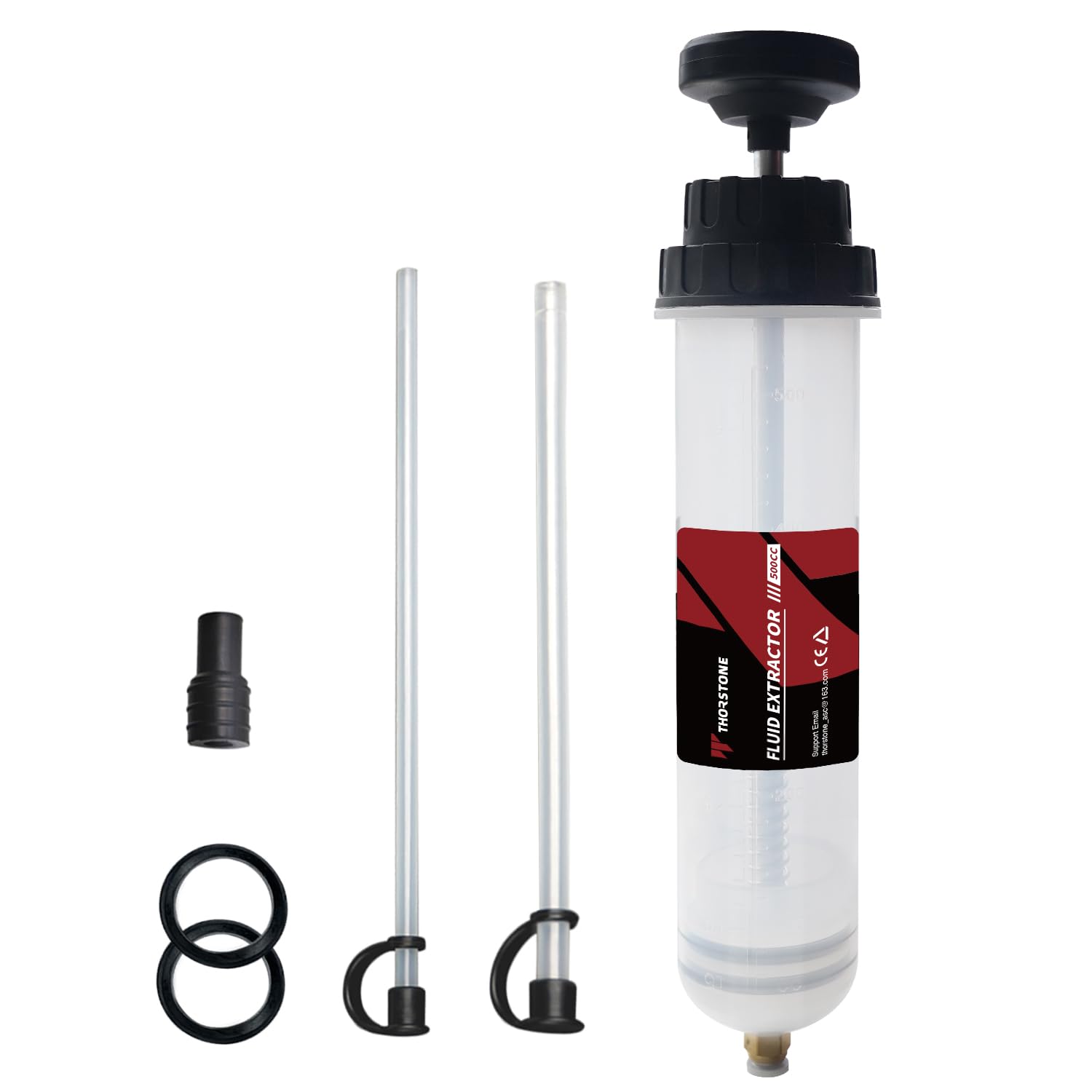 Thorstone Automotive Fluid Extractor Pump, Oil Change Syringe With Hose, Manual Fuel Suction & Filler, Fluid Oil Change Evacuator (17.6 Oz./0.53 Qt./500 Cc)