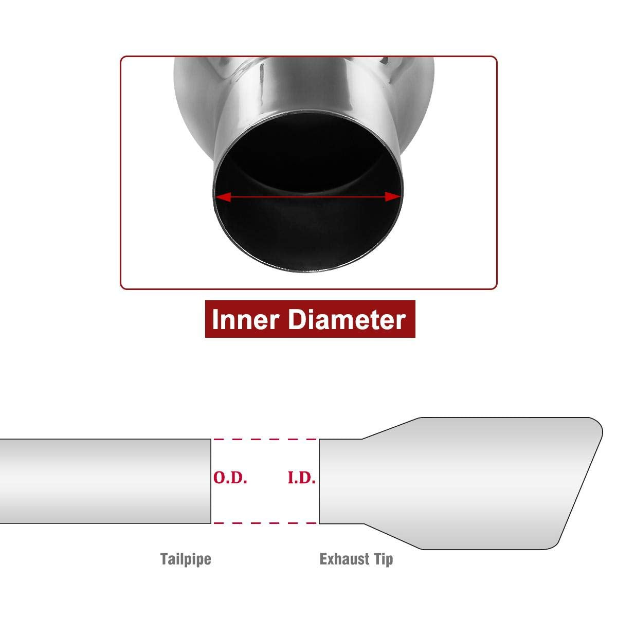 Upower Pack of 2 Exhaust Tip 2.5 inch Inlet 4 inch Outlet 9'' Long 304 Stainless Steel 2.5'' to 4'' Diesel Exhaust Tailpipe Tip