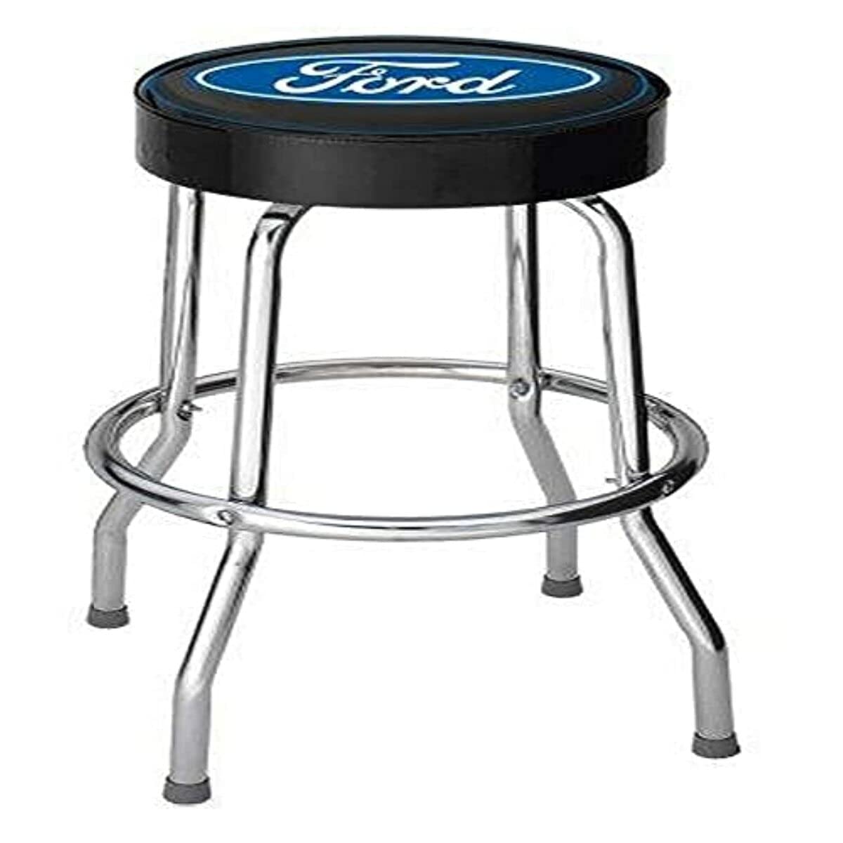 Plasticolor Garage Stool, Ford Blue Oval, Model 4751, Silver Finish