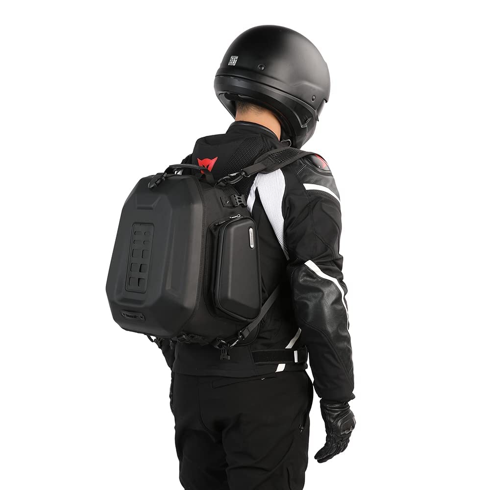 Rhinowalk Motorcycle Travel Luggage, Expandable motorcycle tail bag 35L,Waterproof All Weather/Trunk/Rack Bag with Sissy Bar Str