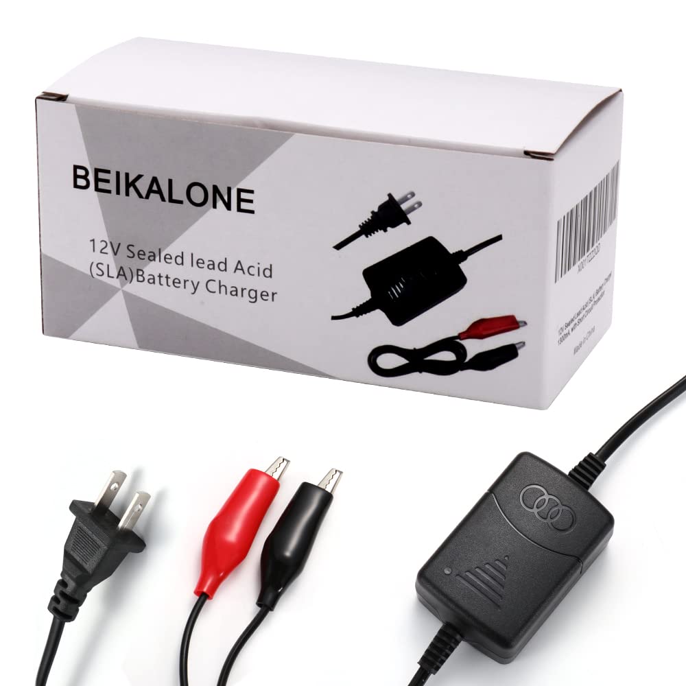 Beikalone 12V Sealed Lead Acid (Sla) Battery Charger 1300Ma, With Short Circuit Protection