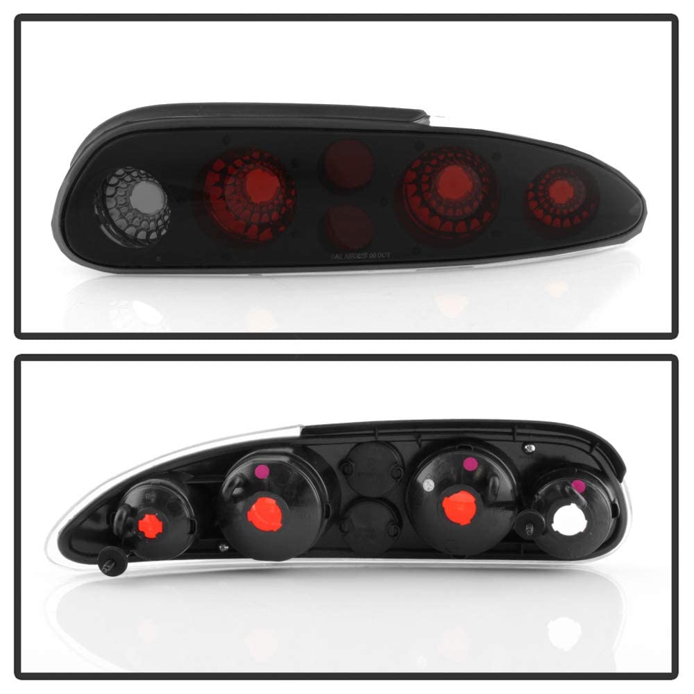 Acanii - For Black Smoke 1993-2002 Chevy Camaro Ss Sport Tail Lights Brake Lamps Replacement Driver & Passenger Side