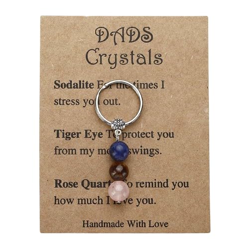 oasymala Crystal Keychain for Men & Women - Natural Stone Beads, Stainless Steel, Thoughtful Gift with Symbolic Meaning (DADS Cr