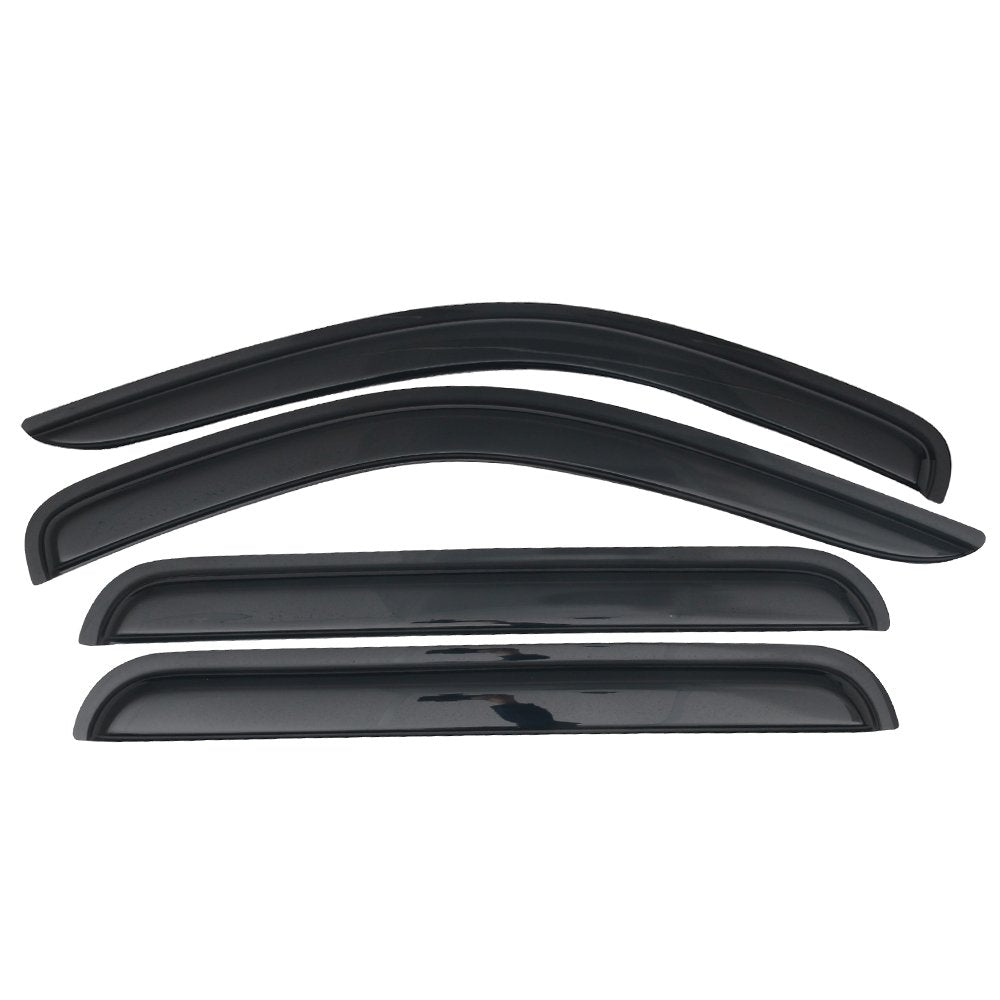 IKON MOTORSPORTS Tape On External Window Visor, Compatible with 1998-2004 Dodge Durango, Dakota Crew cab, Slim Style Acrylic Smo