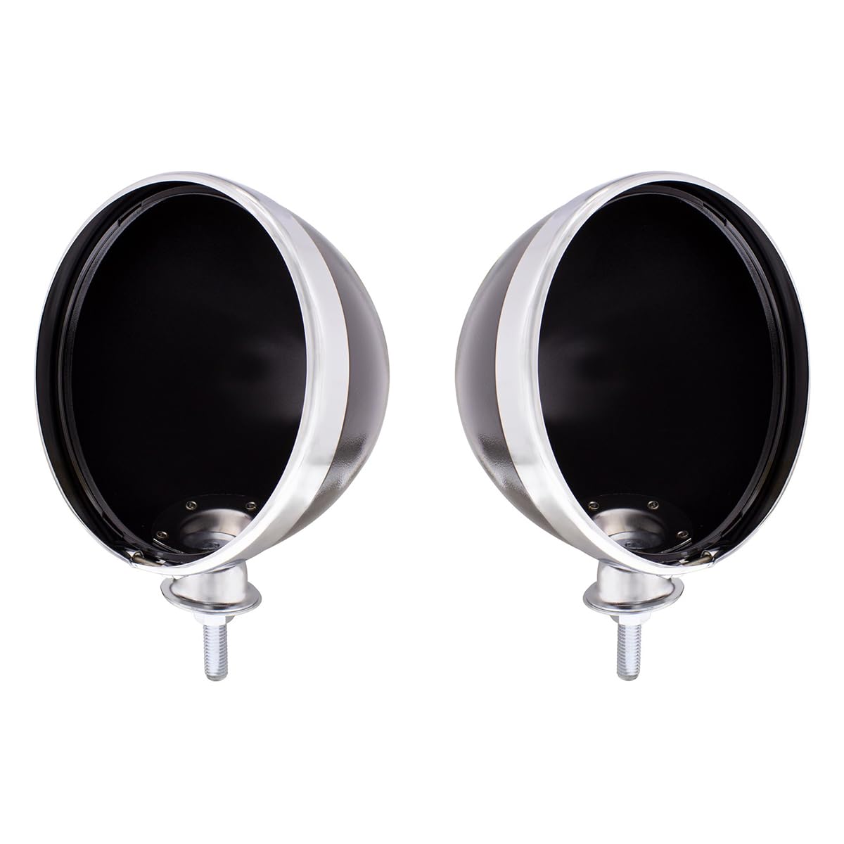 United Pacific A5022B 7    Dietz Style Chrome Plated Headlight Housing, Fits Standard 7    6014 Sealed Beam Bulbs - One Pair (Pa